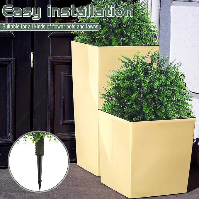 Yunlly 6 Pcs 18 Inch Artificial Boxwood Ball Topiary Tree Fake Outdoor Plants Bush, UV Resistance Faux Shrubs with Spike Realistic Greenery Potted for Indoor Garden Yard Porch Patio Decor (Green)-VerdiqueGarden