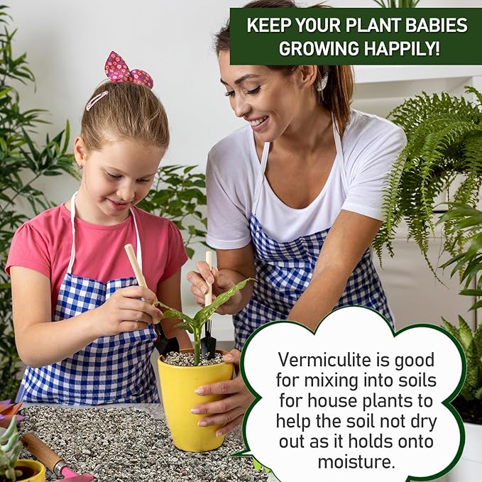 10QT Horticultural Vermiculite Bulk, Organic Vermiculite for Plants, Course Grade Vermiculite for Gardening, for houseplants, for Mushrooms, to Maintain Soil Moisture and Plant Growth(5-8mm)-VerdiqueGarden