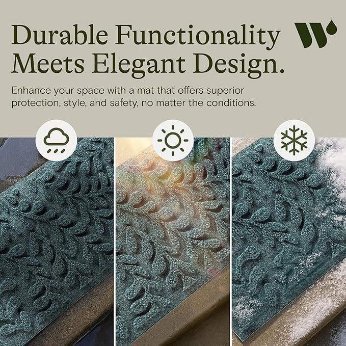 Bungalow Flooring Waterhog Stair Treads (Set of 4) – 8 1/2 x 30 Inches, Durable, Water-Trapping, Indoor/Outdoor Floor Covering, Boxwood Collection – Made in USA, Bluestone