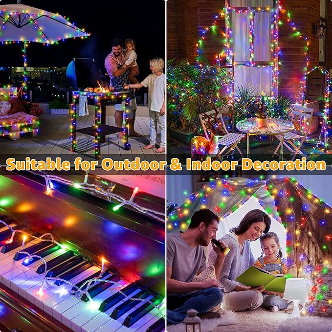 Ollny String Lights 120LED 40FT, Multicolor Fairy Lights Waterproof Connectable Timer, 8 Modes Plug in Christmas Light for Bedroom Outdoor Party Indoor Classroom Decorations-VerdiqueGarden