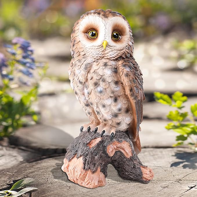 WONDER GARDEN Owl Statue Decor, Outdoor Resin Owl Figurine Owl Sculpture for Home Decor Porch Patio Lawn Yard Decorations or Housewarming Gifts-VerdiqueGarden