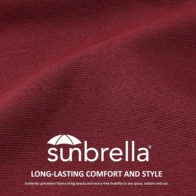 Sunbrella Square Corner Seat Cushions, 19" x 19" x 3", Set of 4, Indoor Outdoor Water Repellent Universal Chair Pads with Ties for Patio Furniture, Garden Dining Chairs, Spectrum Ruby-VerdiqueGarden