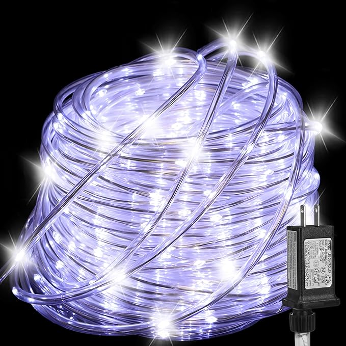 100FT Rope Lights Outdoor, Connectable Trampoline Lights 300LED String Lights Flexible Clear Tube Light Waterproof Rope Light 8 Modes for Camping Yard Pool Canopy Deck Home Outdoor Indoor Decor-VerdiqueGarden