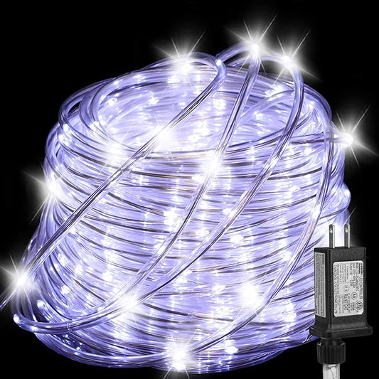 100FT Rope Lights Outdoor, Connectable Trampoline Lights 300LED String Lights Flexible Clear Tube Light Waterproof Rope Light 8 Modes for Camping Yard Pool Canopy Deck Home Outdoor Indoor Decor-VerdiqueGarden