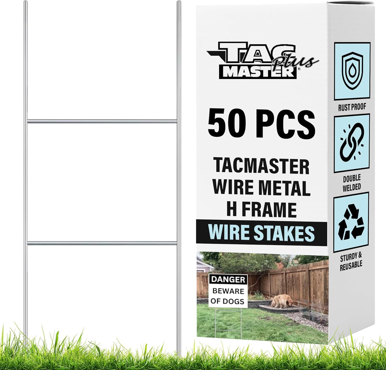 Tacmaster Wire Metal Yard and Sign H Stakes – Durable Blank Lawn Sign Posts for 4mm Corrugated Panels, Real Estate Signs, Waterproof and Wind Resistant, Ideal for Outdoor Use, 30"x10" – 50 Pack-VerdiqueGarden