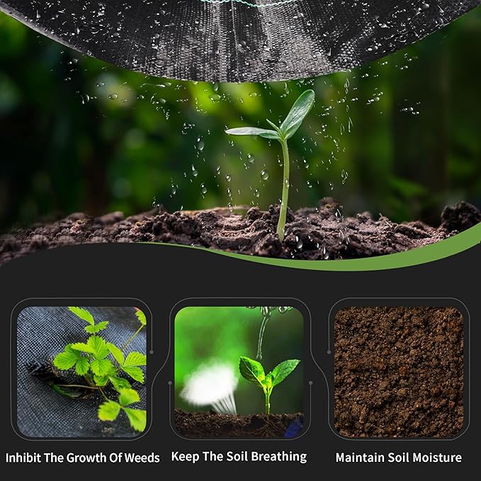 6.5ftx300ft Weed Barrier Landscape Fabric Heavy Duty, Premiun 3oz Garden Geotextile Fabric, Outdoor Weed Blocker Landscaping Fabric, for Driveway Mats, Erosion Control, Ground Cover Weed Barrier-VerdiqueGarden