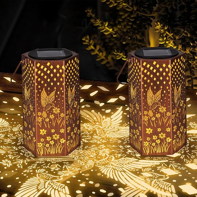 4 Pack Hummingbird Solar Lanterns Outdoor Waterproof - Birthday Gifts for Women, Men, Mom, Solar Lights Outdoor Hanging Garden Decor for Outside, Patio, Outdoor, Yard, Lawn, Balcony-VerdiqueGarden