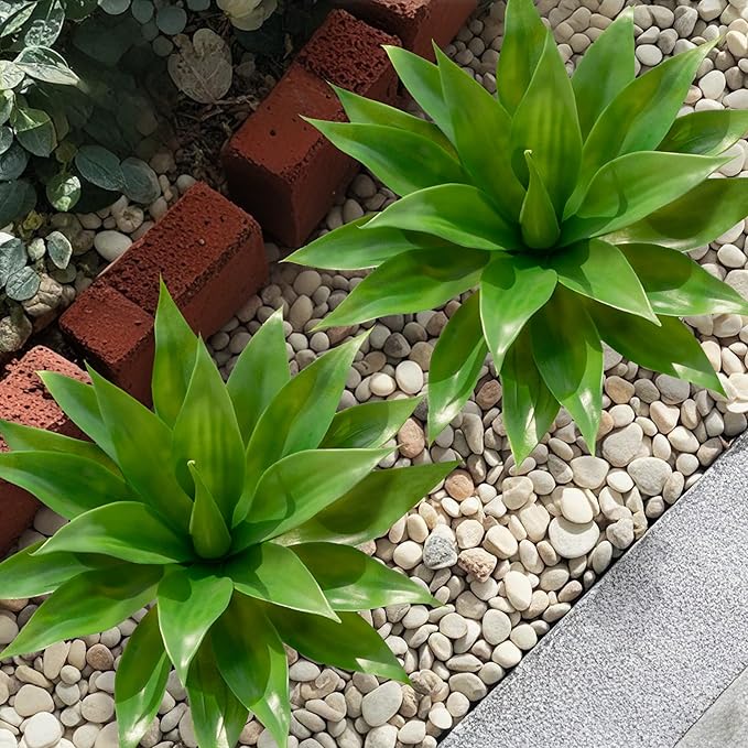 Artificial Agave Plants,Large UV Resistant Fake Agave Planters for Indoor and Outdoor Decorating Artificial Plants for Outdoors Fake Plants (2Pack, 18"-VerdiqueGarden