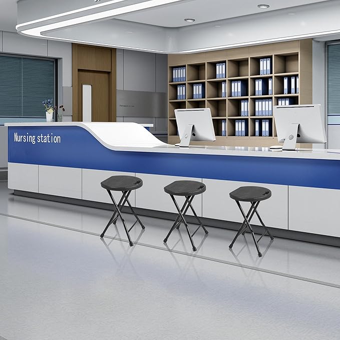 Folding Stool, 550lbs Capacity Foldable Stool with Handle, Portable Stools for Adults Heavy Duty, 18 inch Collapsible Chair for Meeting Room/Party/Garden/Home (Set of 2, Black)-VerdiqueGarden