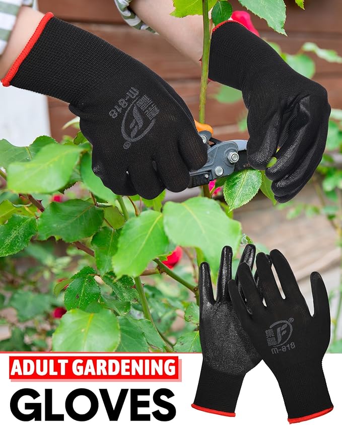Nuogo 24 Pairs Gardening Gloves for Men Women Rubber Coated Landscaping Work Gloves Safety Work Construction-VerdiqueGarden
