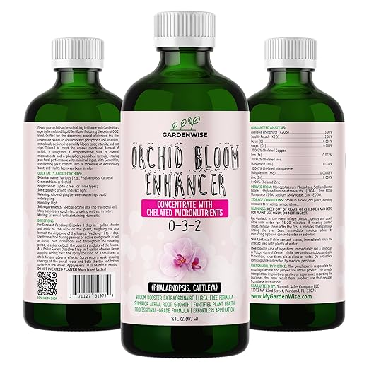 0-3-2 Giant Bloom: Orchid Bloom Enhancer - Orchid Bloom Booster - Orchid Food Fertilizer Concentrate - Chelated Nutrients for Healthy Flower & Reblooms (8 OZ)-VerdiqueGarden