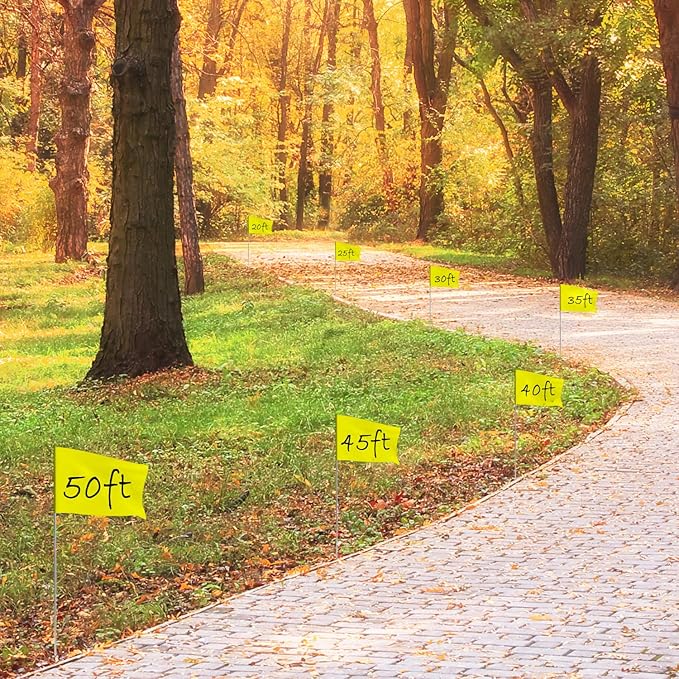 Zozen 50Pack Yellow Marking Flags, Writable/15x4x5 Inch, Yard Flags for Lawn & Irrigation & Landscape & Sprinkler & Survey & Dog Training.-VerdiqueGarden
