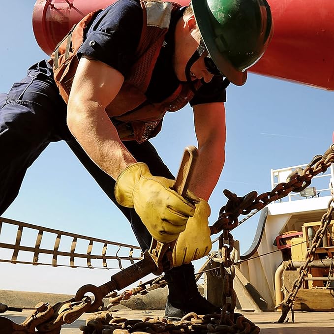 OZERO Leather Work Gloves for Men: 3 Pairs Cowhide Working Gloves Abrasion Resistant Driver Glove for Heavy Duty Yard Work DIY Women Gardening Glove Gold Large-VerdiqueGarden