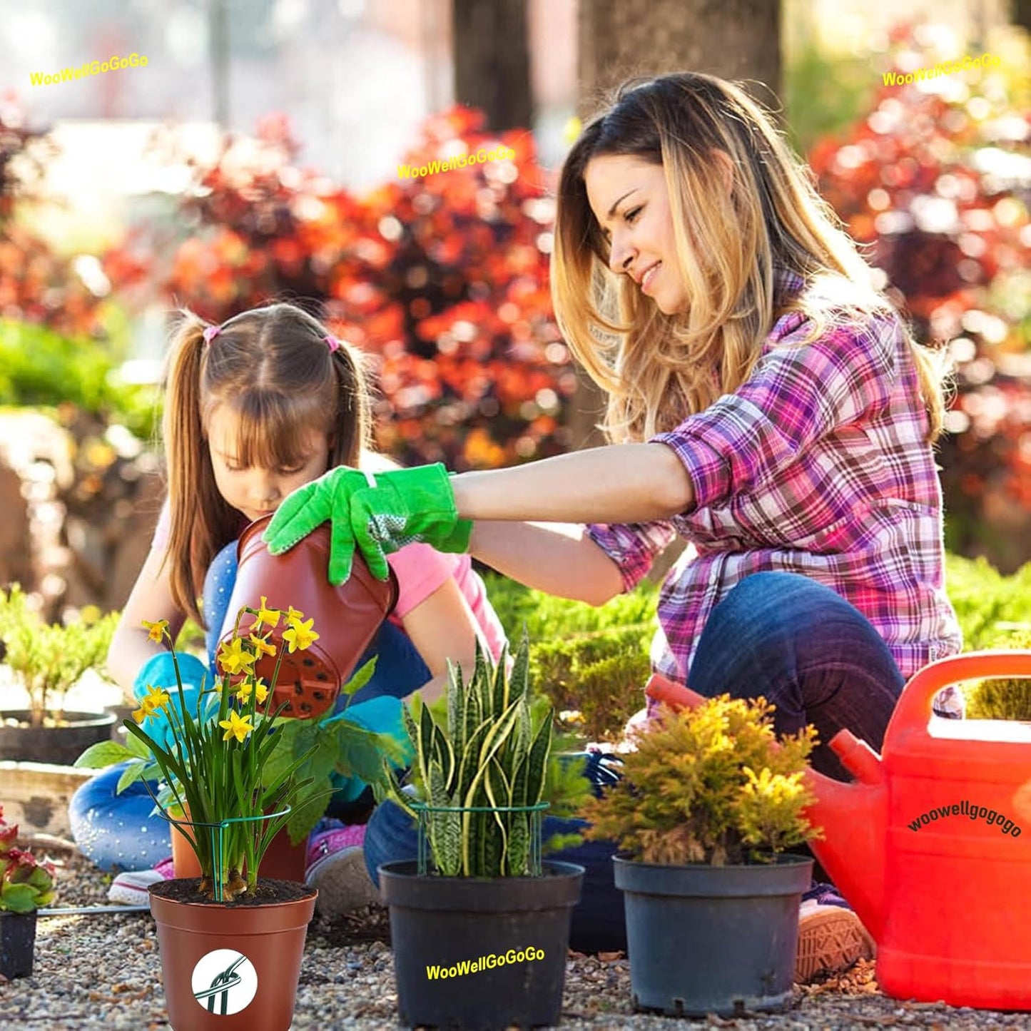 4 Pack Snake Plant Support Stakes, Peony Cages and Supports, Heavy-Duty Plant Stabilizer Support, Hydrangea Support Cage, Dahlia Support Ring, Plant Support Stake for Indoor and Outdoor Potted Plants-VerdiqueGarden