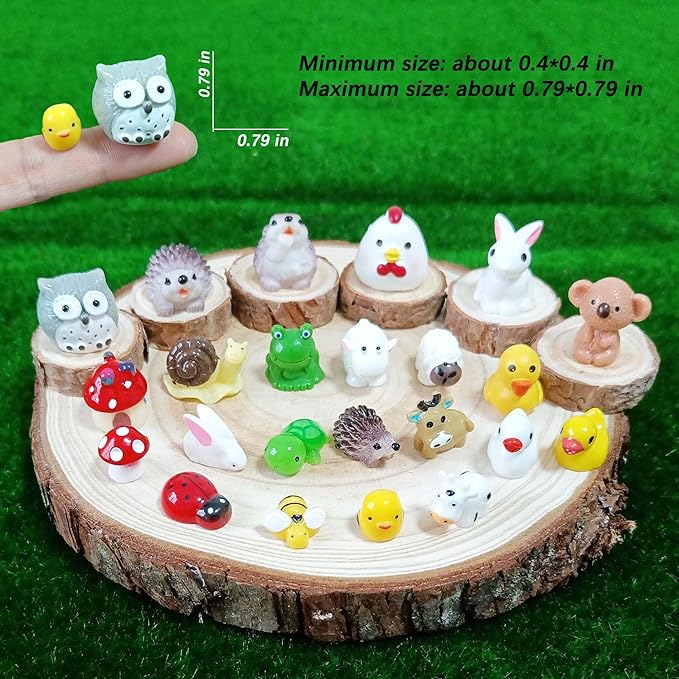 100 Pcs Mini Resin Animals Figures, Mixed Tiny Plastic Animals Figurines to Hide Miniature Fairy Garden Decorations Accessories-VerdiqueGarden