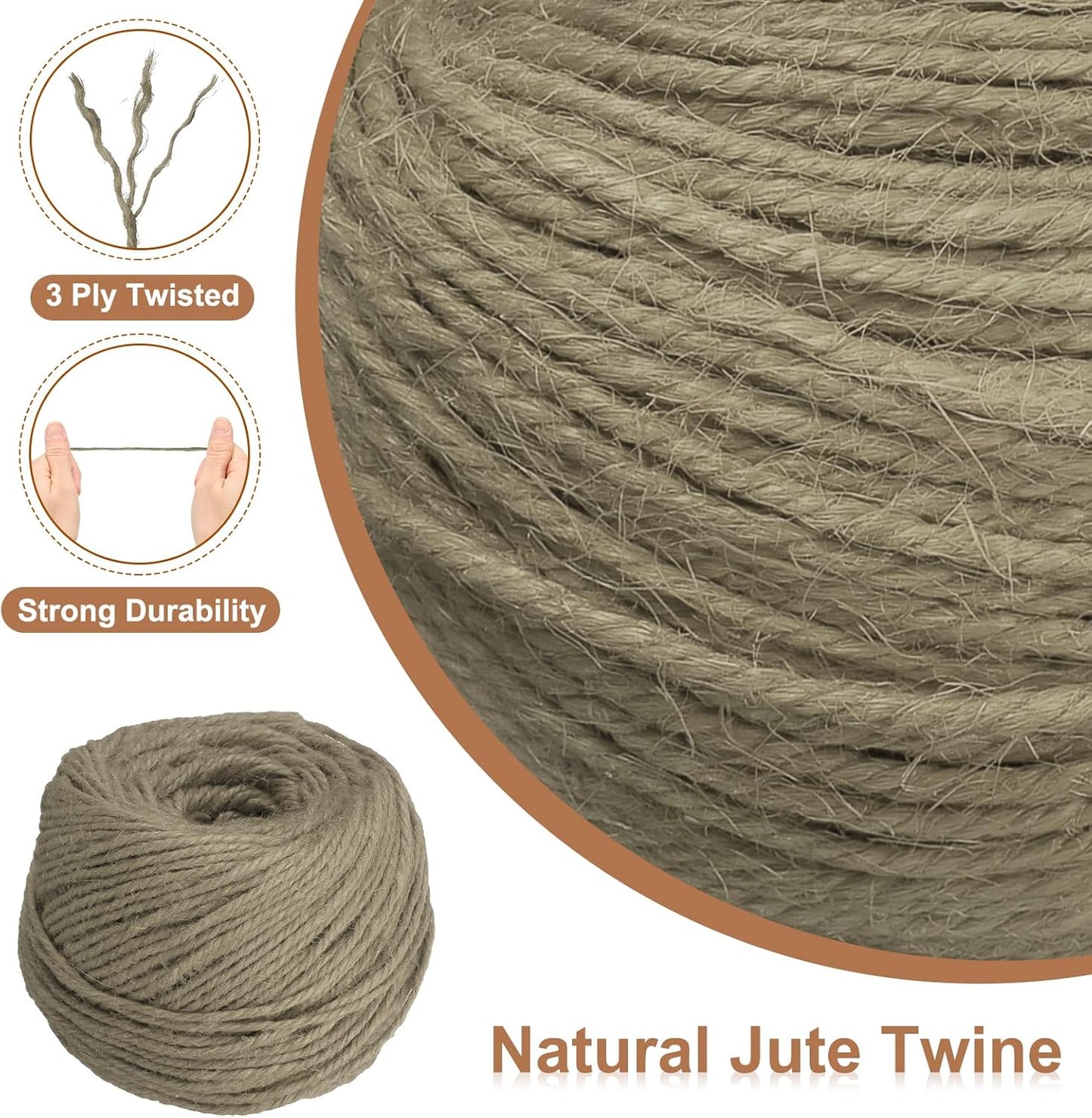 uxcell 328 Feet Natural Jute Twine String,3mm Thin Garden Twine Rope Colored Plant String Cord for DIY Art Crafts Gift Wrapping Decoration Packing Gardening Plant Hanger,Beige-VerdiqueGarden