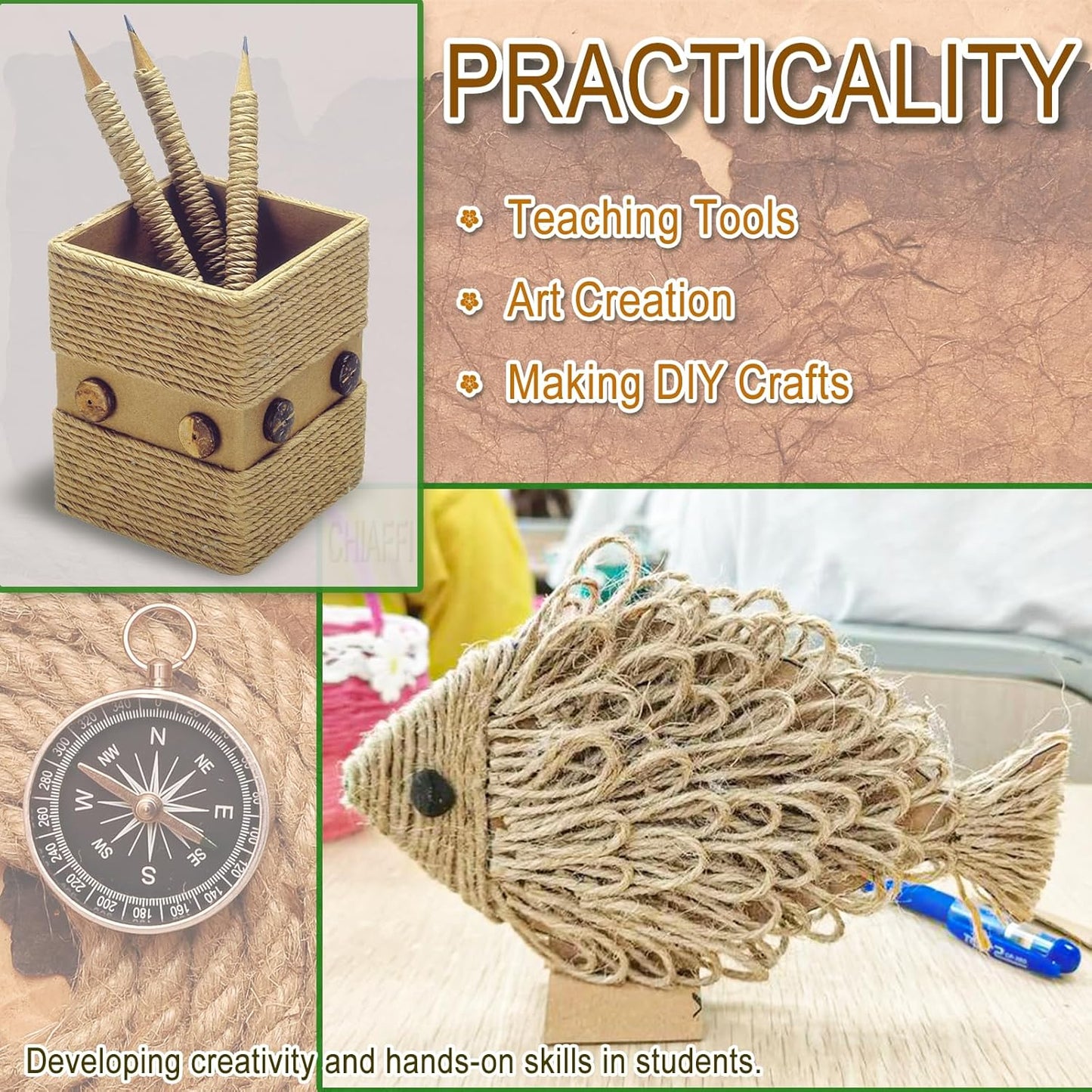 656 Feet 3Ply Jute Twine String, 2mm Natural Brown Thick Twine Rope for Crafts, Gardening, Tomato, Climbing Plant, Tie Floristry, Gift Wrapping Packing, Christmas, Wedding Decor-VerdiqueGarden