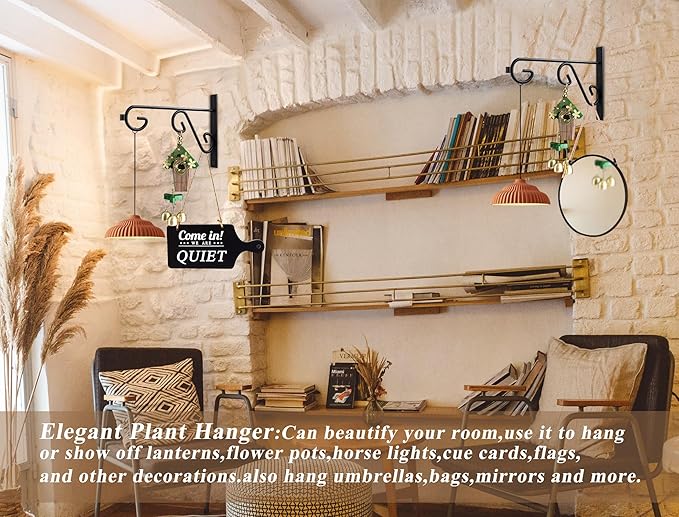 Hanging Basket Hooks 2Pcs Plant Hook,Hanging Plant Hanger Outdoor 9in Metal Plant Bracket for Hanging Flower Baskets,Planters,Lanterns,Wind Chimes-VerdiqueGarden