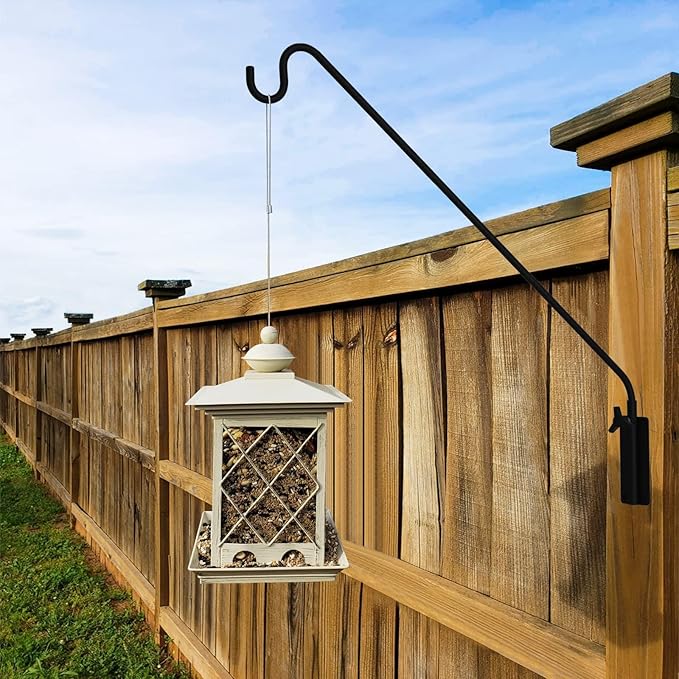 ERYTLLY Heavy Duty Deck Hook Wall Mounted Hook, Extensible and Adjustable Deck Hook with 2" Non Slip Horizontal Clamp for Hanging Bird Feeder, Plants, Suet Baskets,Wind Chimes,Lanterns and More-VerdiqueGarden
