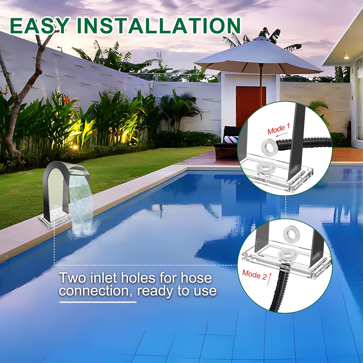 S-Shape Waterfall Spillway Ground Pool Fountain, LONGRUNNEW Transparent Acrylic Outdoor Water Feature 14.09" x 9.57" x 10.04" for Garden Decor, Landscape Accents & Patio Pond Water Feature-Small-VerdiqueGarden