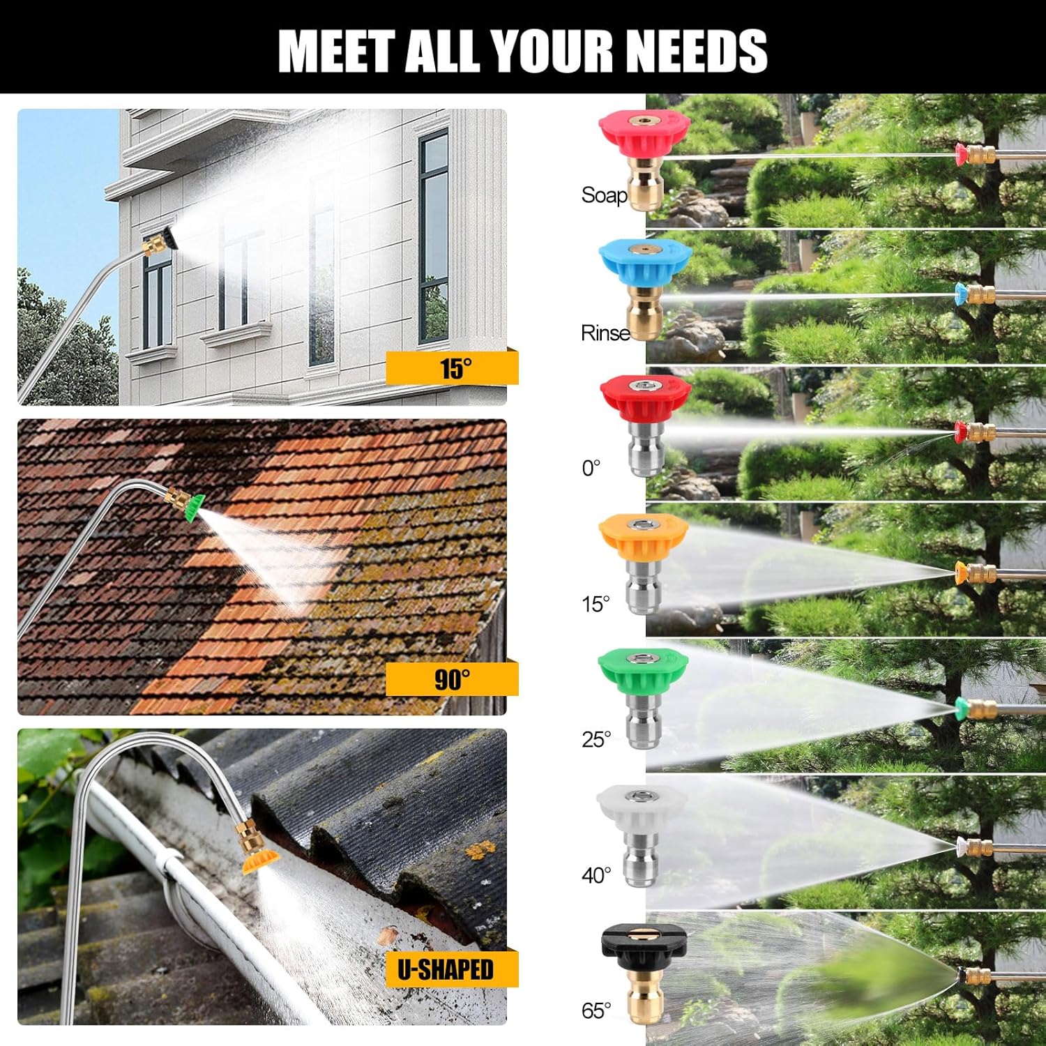 24 FT Telescoping Pressure Washer Wand with Power Washer Extension Wand, Gutter Cleaner Attachment, 4 Adapters, 7 Spray Nozzles & Support Belt Pressure Washer Extension Pole for Wall Roof Gutter-VerdiqueGarden