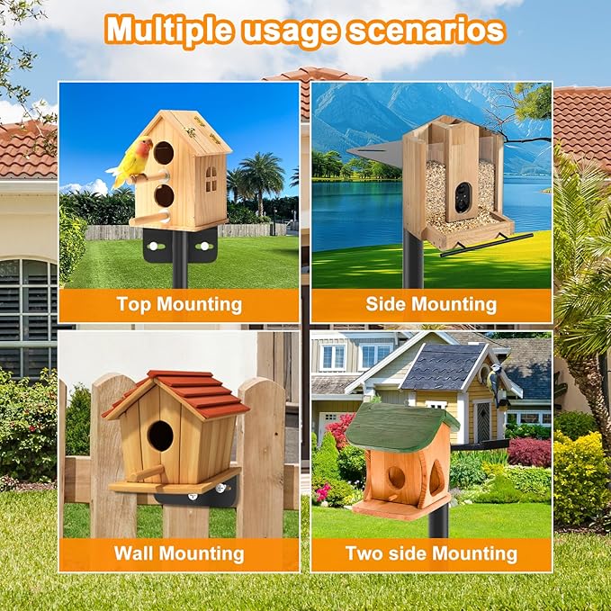 2 Pack 80 Inch Adjustable Bird Feeder Pole,Bird House Pole Suitable for Feeders & Birdhouse,Weather Station,Heavy-Duty Rustproof Design,Enhance Outdoor Decor & Birdwatching Experience-VerdiqueGarden