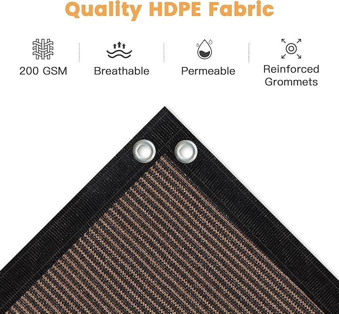VICLLAX Shade Fabric Sun Shade Cloth with Every 2 FT Grommets for Patio Garden Pergola Cover Canopy 5x24 FT, Mocha-VerdiqueGarden