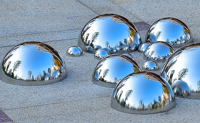 Nerien Gazing Ball, Stainless Steel Garden Mirror Globe, Polished Ornament Sphere, Hollow Floating Reflective Hemisphere, for Home Outdoor Pond Housewarming Swimming Pool Decoration, Sliver, 6Pcs Mix-VerdiqueGarden