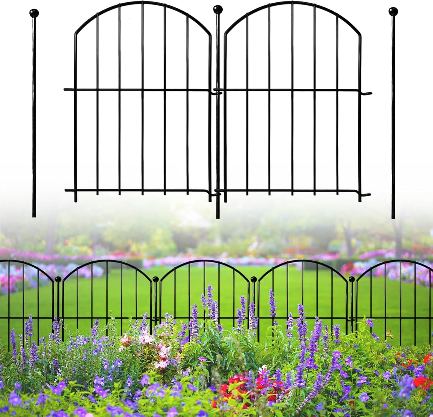 Decorative Garden Fence 17in(H)x13in(W), 26 Pack Rustproof Metal No Dig Fence Animal Barrier for Dog, Arched Flower Bed Edging Ornamental Wire Border Panel Fencing for Yard Patio Outdoor Decor-VerdiqueGarden