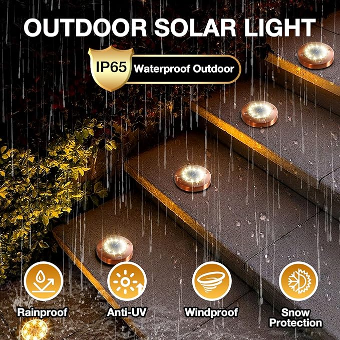 HOFLY Outdoor In-Ground Solar Landscape Lights - 8 Pack, 12 LED, White Light for Pathway, Yard, Patio, Walkway-VerdiqueGarden