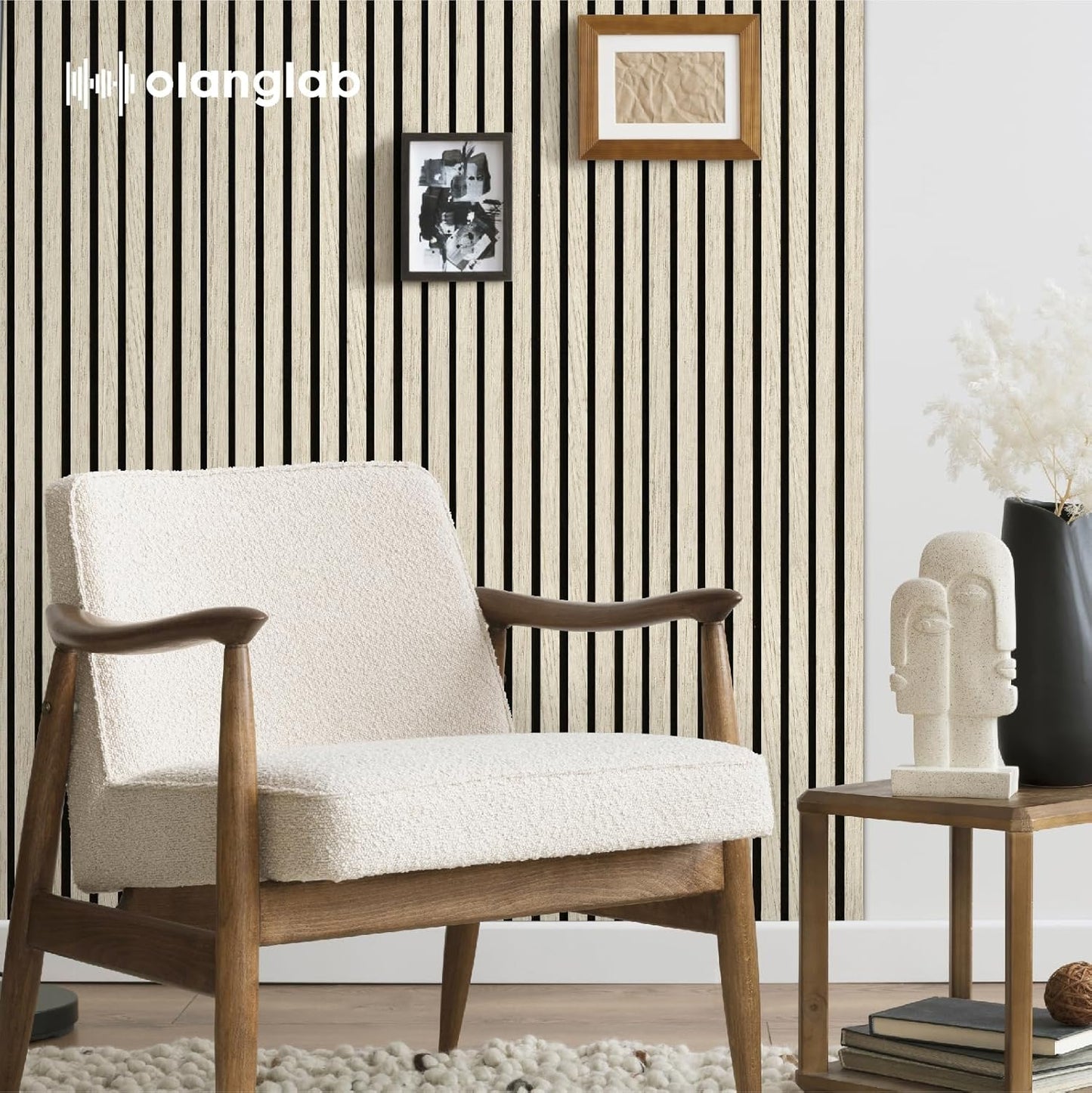 Olanglab Wood Slat Wall Panels 4 Pack, Wooden Acoustic Wall Panels, 94.5"x12.6" Each 3D Wall Panels for Interior Wall Decor (Light Oak-Extendo Trio)-VerdiqueGarden