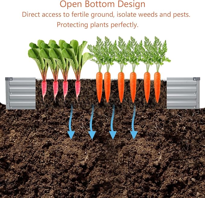 10x2x1ft(2 Pack) Galvanized Raised Garden Bed,Outdoor Planter Box Metal Patio Kit Planting Bed for Vegetables Flowers and Succulents,Silver-VerdiqueGarden