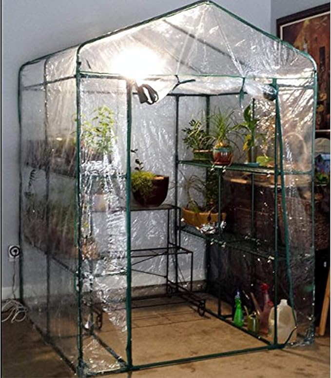 Home-Complete 514537FXW Walk-in Greenhouse-Indoor Outdoor with 8 Sturdy Shelves-Grow Plants, Seedlings, Herbs, or Flowers in Any Season-Gardening Rack, Green-VerdiqueGarden