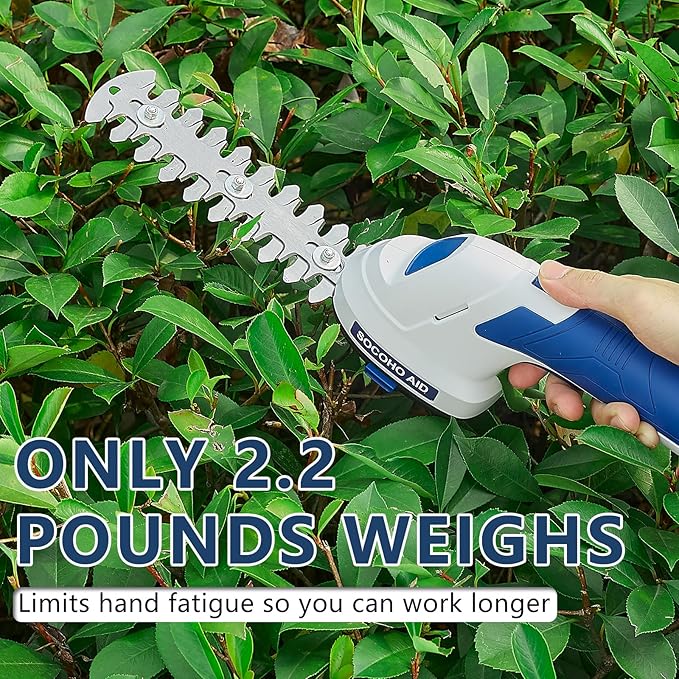 Cordless Hedge Trimmer Grass Shear - 2 in 1 Handheld 7.2V Electric Shrubbery Trimmer Grass Cutter Rechargeable Battery and Type-C-VerdiqueGarden