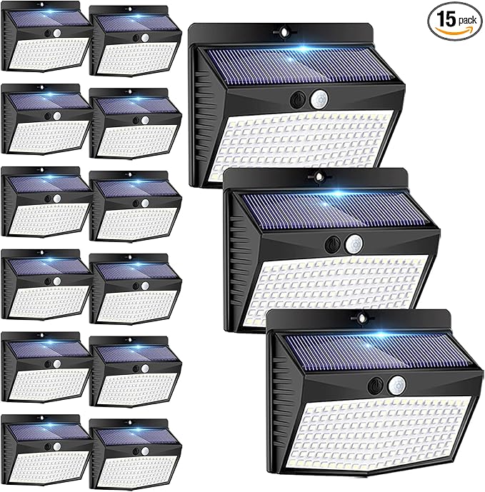 Solar Outdoor Lights - 138 LED, 15 Packs with Motion Sensor & 3 Lighting Modes - Waterproof, Solar Powered for Garden, Fence, Yard, Deck & Garage-VerdiqueGarden