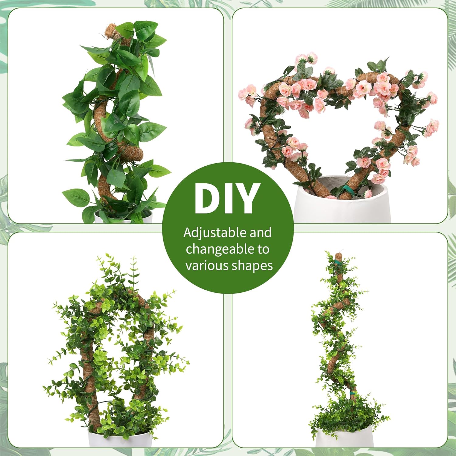 49'' Monstera Plant Support, LveSunny Bendable Moss Pole for Plants Indoor, Large Moss Pole for Climbing Plant, Coco Coir Pole, Fishbone Plant Stakes-VerdiqueGarden