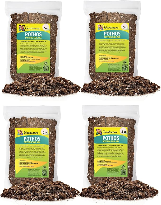Premium Pothos Potting Soil Mix - Air Cleaning Plant Potting Mix, Soil Mix for Pothos, Parlor Palm, Peace Lily - (2 Quart Bag)-VerdiqueGarden