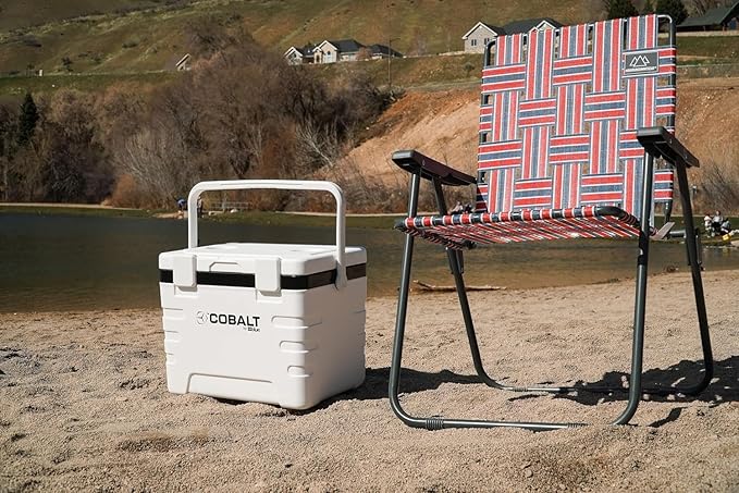 Retro Webbed Camping Chair - Lightweight, Foldable, Durable Steel Frame, 300lb Capacity, Vintage Red/Blue Stripes by Caddis Sports (2)-VerdiqueGarden