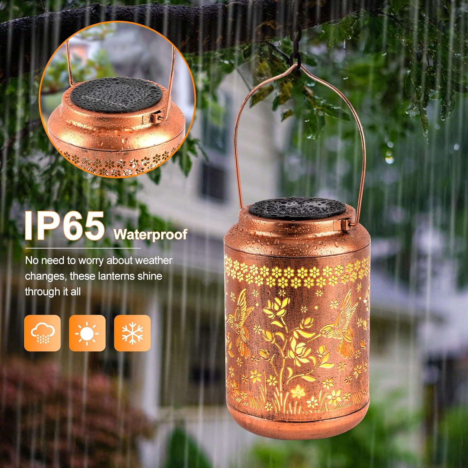 Solar Lanterns Outdoor Waterproof, Hummingbird Garden Decor for Yard Porch Lawn Patio Pathway, Hanging Solar Lights Birthday Gifts for Women Mom Grandma Sister Friend-VerdiqueGarden