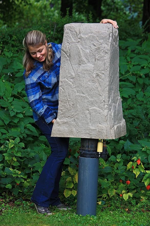 Emsco Group 2235 Natural Sandstone Appearance Utility Cover – Lightweight – Easy to Install Tall Monolith Landscape Rock-VerdiqueGarden