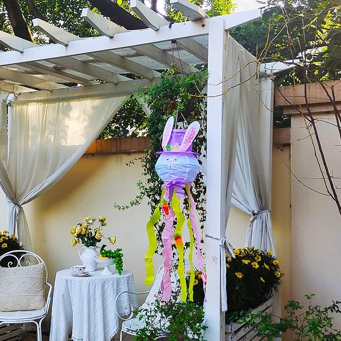 Easter Windsock Bunny Wind Socks Enduring Wind Socks for Outdoor Hanging Yard and Party Winter Festival Garden Décor 44.9 Inch-VerdiqueGarden