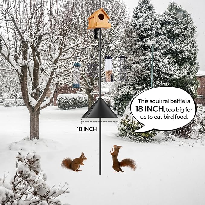 Bird Feeders Pole, House Pole 92 Inch, Adjustable Heavy Duty Feeder Stand Feeding Station with Sturdy Anchor Squirrel Proof Baffle for Watching (Bird Not Included)-VerdiqueGarden