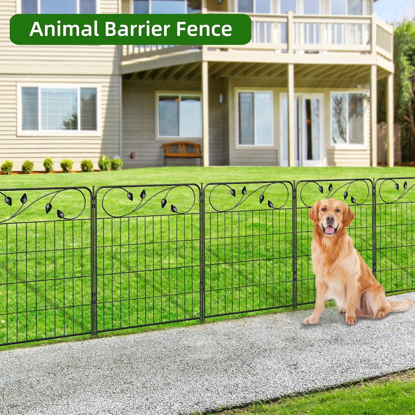 No Dig Decorative Garden Fencing 30in(H) X16ft(L) 8 Panels+9 Stakes Temporary Fence Metal Edging Patio Garden Fence Border for Flower Bed, Animal Barrier for Outdoor-VerdiqueGarden