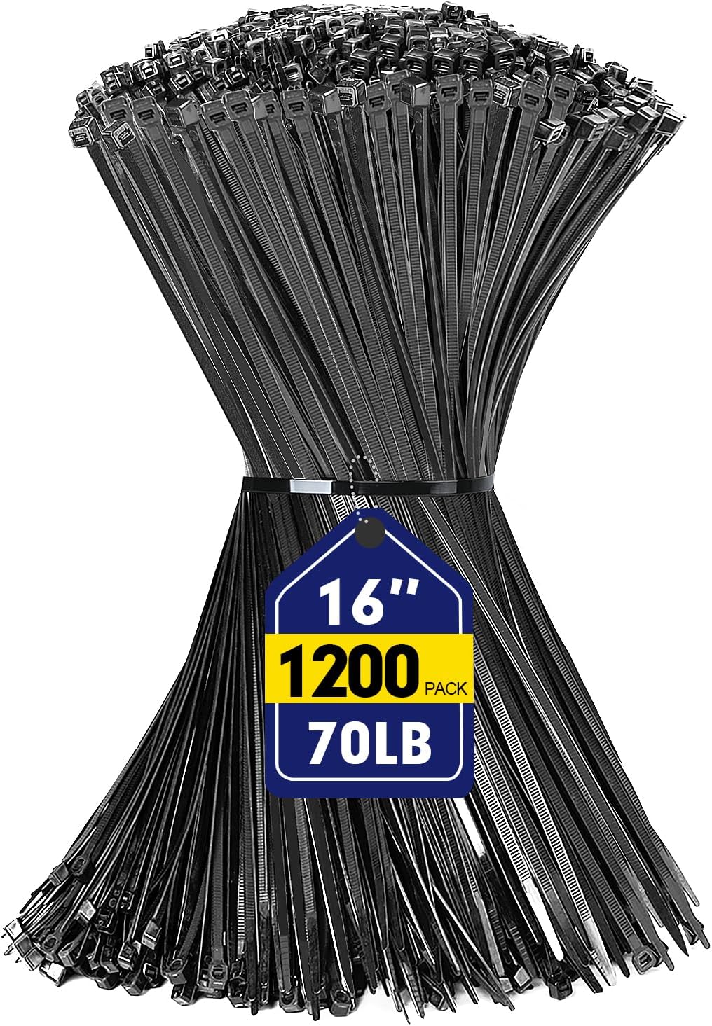 Zip Ties, RAZCC 1200pcs Black Cable Zip Ties 16 Inch, Heavy Duty Plastic Wire Ties with 70lb Tensile Strength, Self-Locking Black Nylon Tie Wraps for Indoor and Outdoor-VerdiqueGarden
