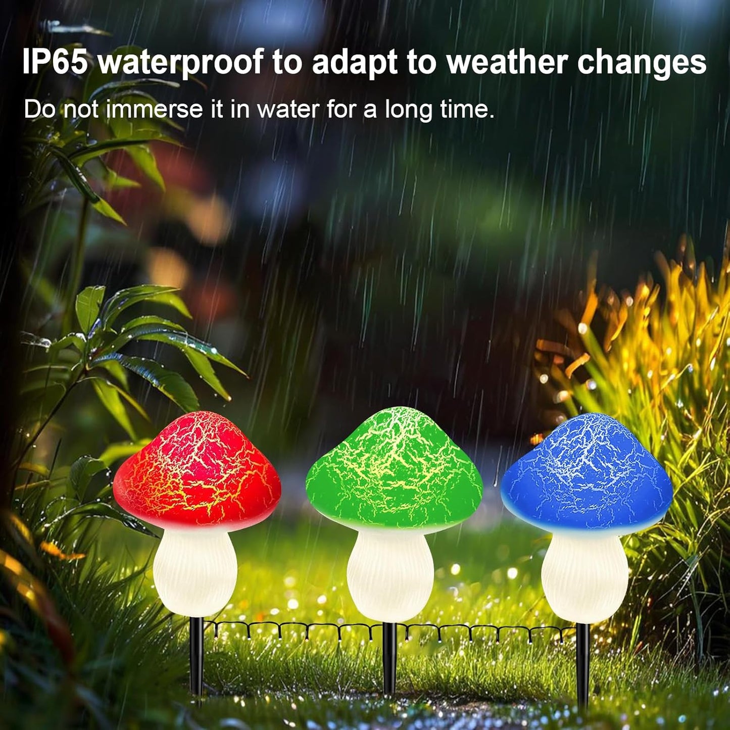 Mushroom Solar Lights Outdoor Decor - 8 Pack 50 LED Crackle Mushroom Lights, 23ft Solar Powered Fairy String Light with 8 Modes, Waterproof for Outside Garden Yard Patio Pathway, Colorful-VerdiqueGarden