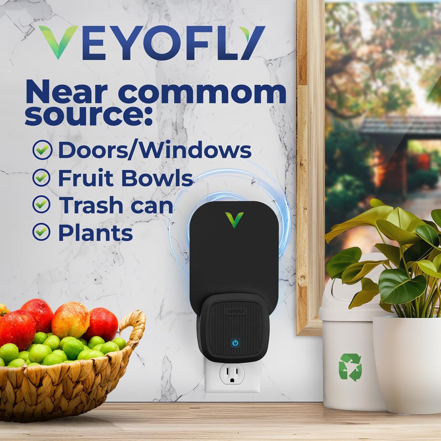 VEYOFLY Fly Trap Indoor, Fruit Fly Traps for Indoor, (1 Device + 3 Refills) Gnat Traps for House, Fly Catcher, Plug in Light Flying Insect Trap, Bug Light Killer, Fly Trap-VerdiqueGarden