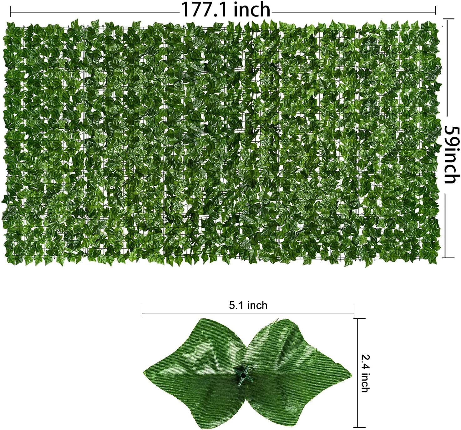 DearHouse Artificial Ivy Privacy Fence Wall Screen, 59x177.1inch Artificial Hedges Fence and Faux Ivy Vine Leaf Decoration for Outdoor Garden Decor-VerdiqueGarden