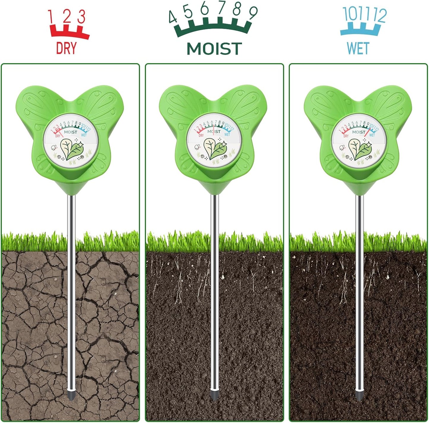 UNIWA Soil Moisture Meter, Plant Water Meter for House Plants and Indoor Potted Plants, Soil Moisture Monitor for Garden, Farm, and Lawn Plant Care,No Battery Needed-VerdiqueGarden