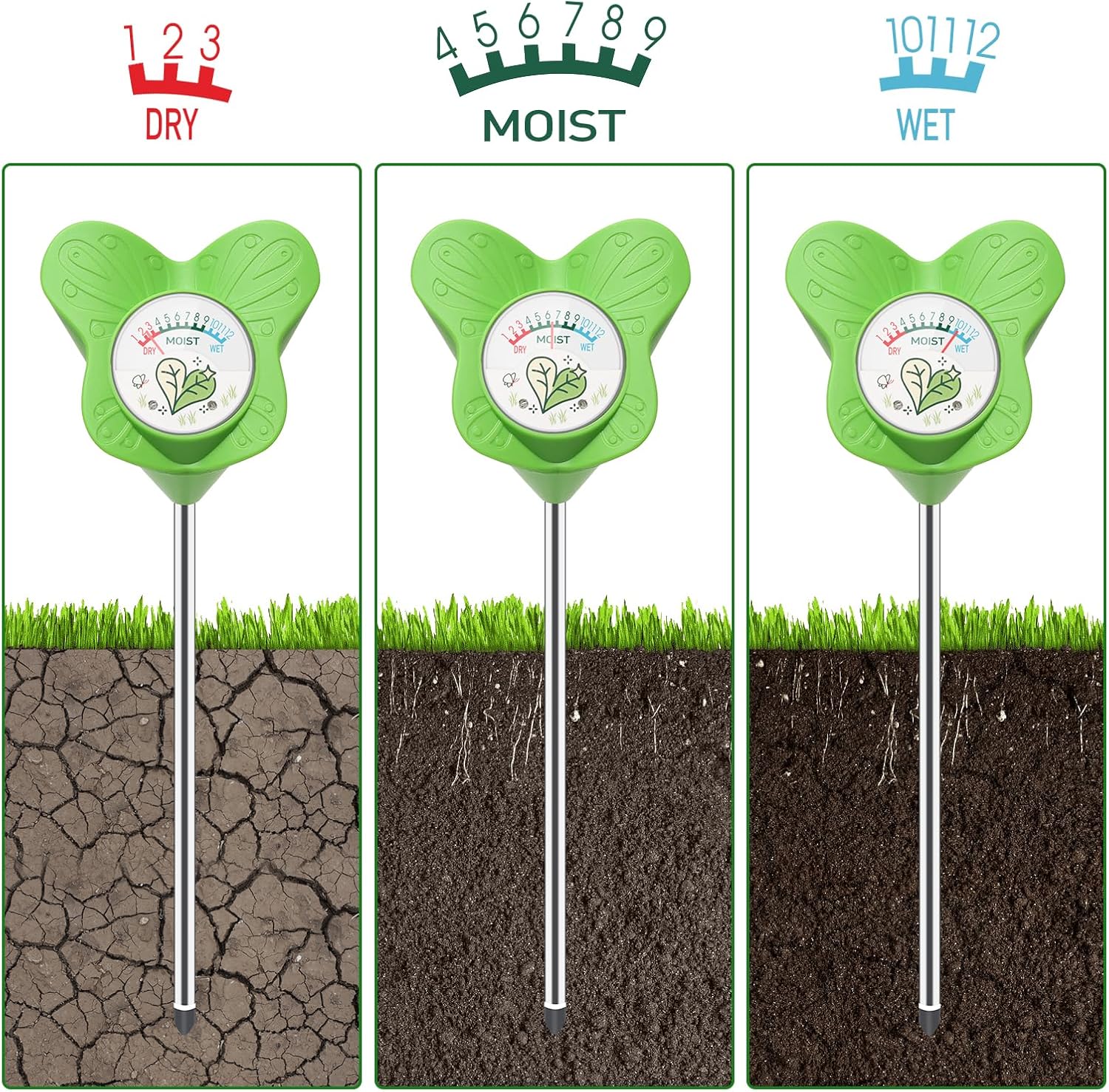 UNIWA Soil Moisture Meter, Plant Water Meter for House Plants and Indoor Potted Plants, Soil Moisture Monitor for Garden, Farm, and Lawn Plant Care,No Battery Needed-VerdiqueGarden