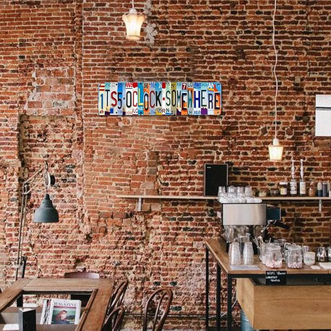 Bar Signs For Home Bar Decor Its 5 O'Clock Somewhere Sign Funny Metal Tin Sign Outdoor Bar Accessories Vintage Surfboard Decor Street Signs For Bedroom Bar Wall Decor Garage Decor It'S Five O'Clock-VerdiqueGarden